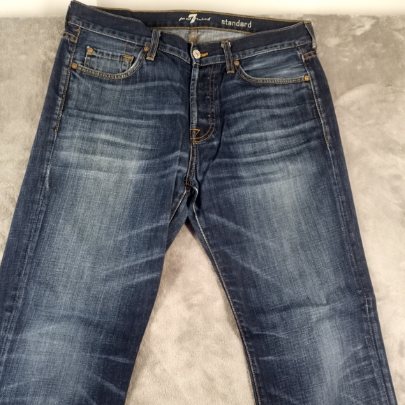 7 For All Mankind Mens Dark Wash Denim Jeans Size 34X30 - Picture 3 of 15